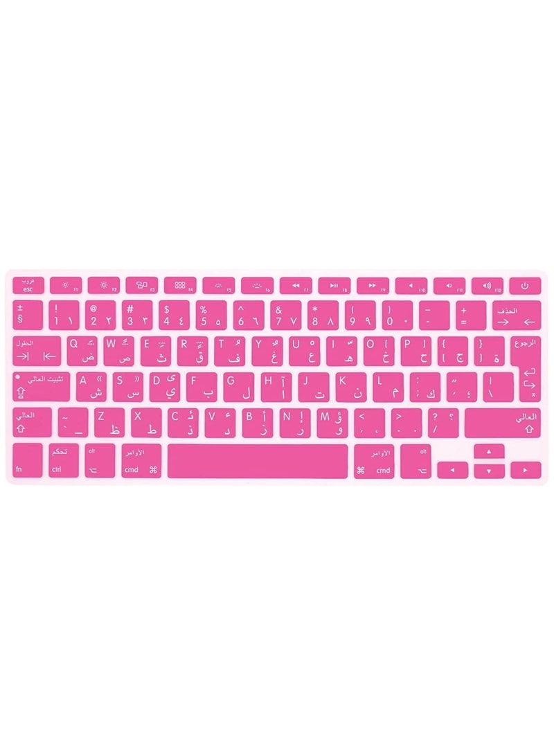 AMM EU/UK Version Arabic English Keyboard Cover for MacBook Air/Pro/Retina 13/15/17-Inch 2015 or Older Version & Older iMac Keyboard Protector- Pink - Image 1