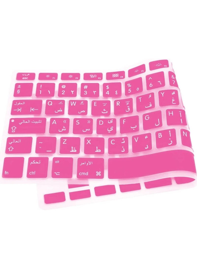 AMM EU/UK Version Arabic English Keyboard Cover for MacBook Air/Pro/Retina 13/15/17-Inch 2015 or Older Version & Older iMac Keyboard Protector- Pink - Image 4