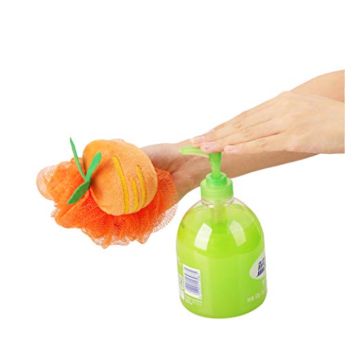 Rocutus 4pcs Child Bath Shower Sponge Pouf Loofahs Mesh Brush Shower Ball Cute Bath Flower with Hooks for Travel (Mixed 3) - Image 4