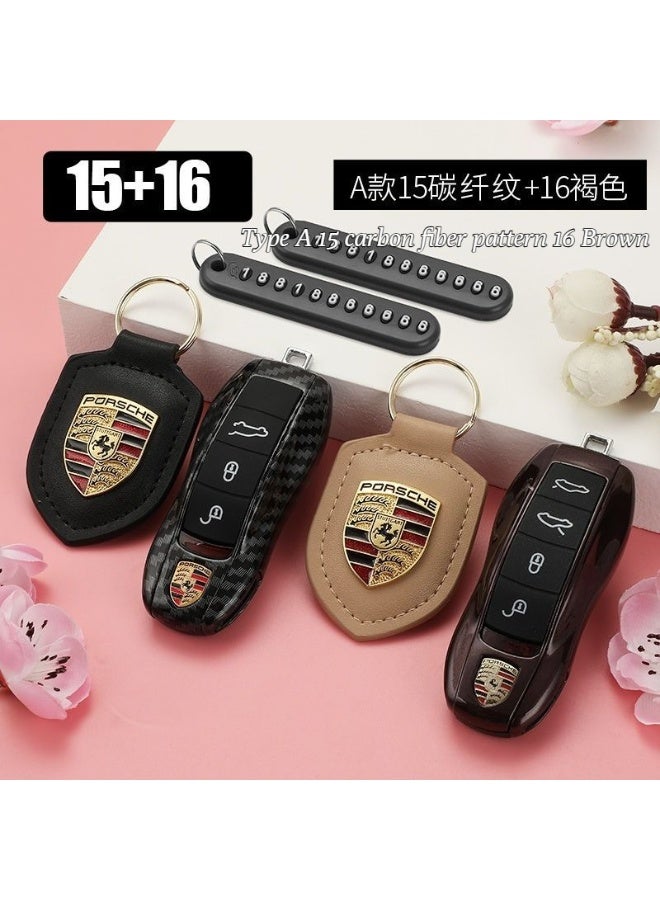 Porsche Design Suitable for Porsche key case, Cayenne, Macan, Panamera key covers, 718 modified key chain, key bag - Image 1