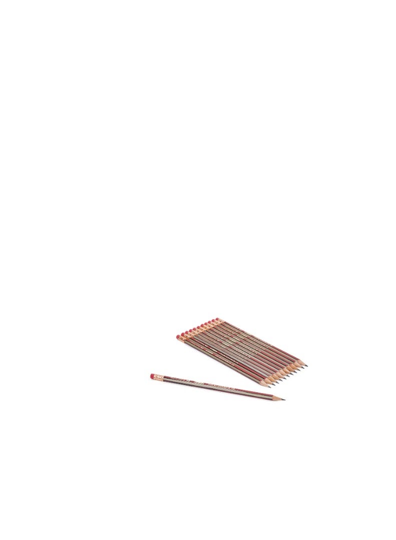 FABER-CASTELL Dessin 2001 Graphite HB Pencils With Tip Eraser Red/Gold - Image 2