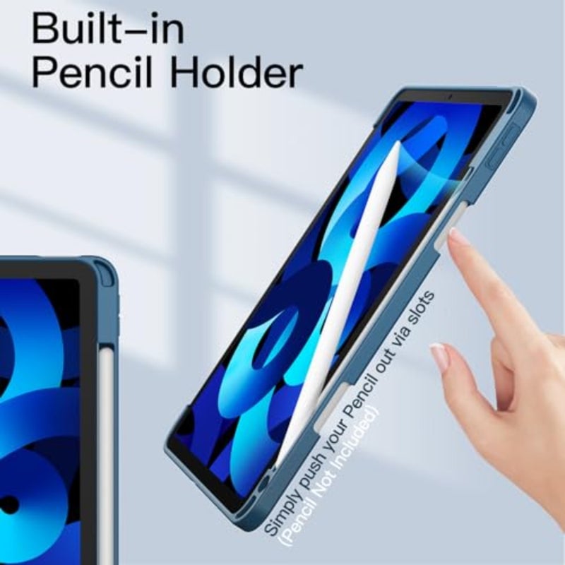 غطاء حماية لجهاز iPad Air 11 M4/M3/M2 iPad Air 5/4 10.9، ظهر شفاف، حامل أقلام رصاص، مقاوم للصدمات، حامل ثلاثي الطي - Image 5
