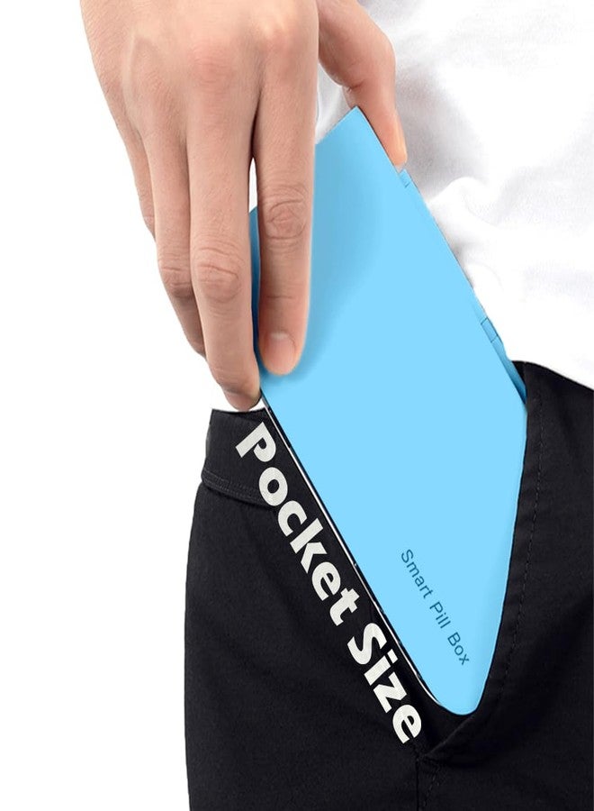 Elfzone موزع حبوب قابل لإعادة الشحن من إلفزون - أزرق - منظم حبوب قابل للتعديل موزع أدوية منظم حبوب للسفر الأسبوعي - Image 4