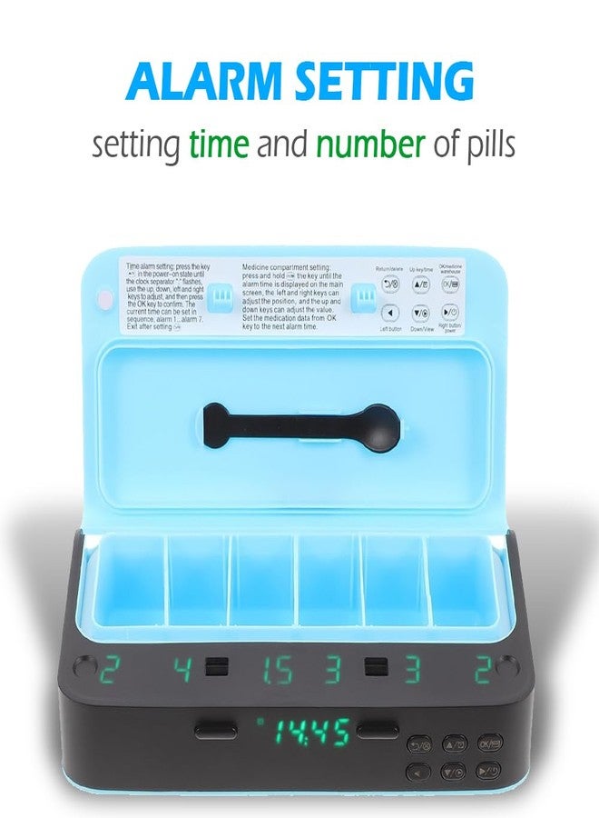Elfzone موزع حبوب قابل لإعادة الشحن من إلفزون - أزرق - منظم حبوب قابل للتعديل موزع أدوية منظم حبوب للسفر الأسبوعي - Image 2