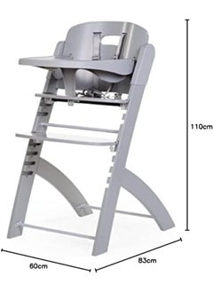 CHILDHOME Childhome, Evolutive Baby High Chair : From 0 Month To 85Kg, Tablet Included, Beechwood, Cradle, Safety Harness 5 Points, Invisible Screws, Evosit Grey  - Image 4