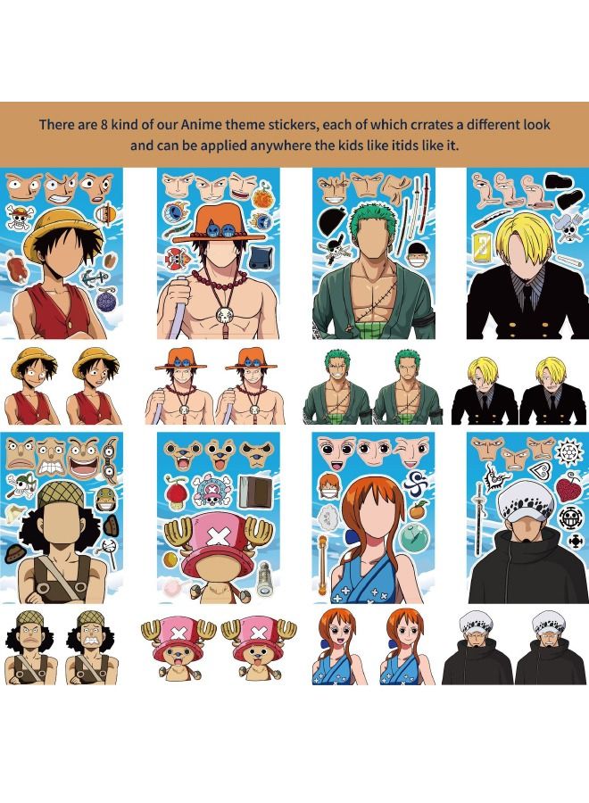 16-Piece Anime One Piece Stickers Set, Anime Theme Stickers Book Crafts for Kids, DIY Party Supplies Favors Make Your Own Stickers, for Birthday Gifts Reward（8 Styles, 16Pcs） - Image 2