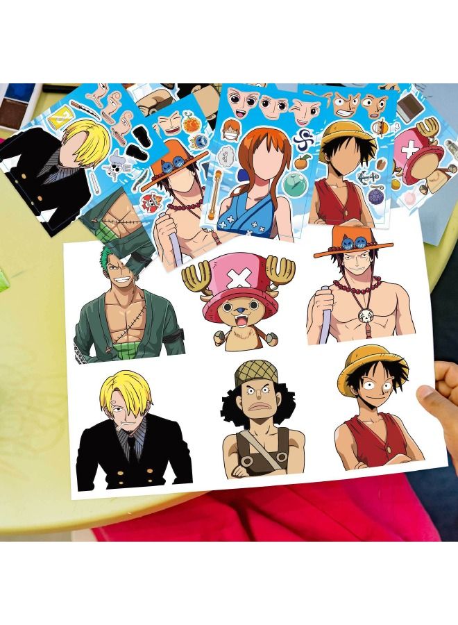 16-Piece Anime One Piece Stickers Set, Anime Theme Stickers Book Crafts for Kids, DIY Party Supplies Favors Make Your Own Stickers, for Birthday Gifts Reward（8 Styles, 16Pcs） - Image 4