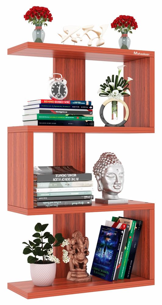 Mahaakaay Skollon Book Shelf for Home Library Book Shels and Storage Unit Home Decorative Display Unit Classic Walnut