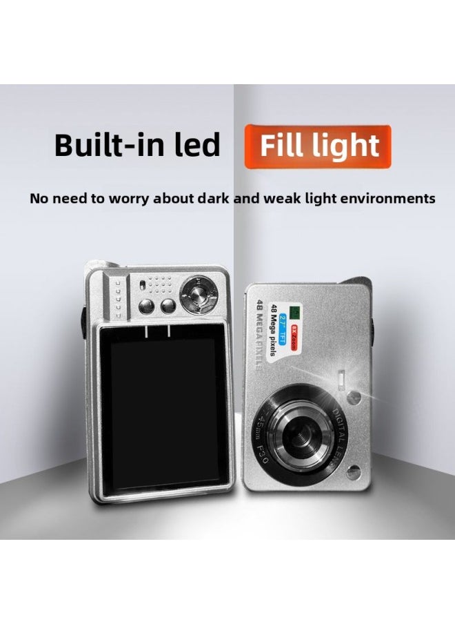 Generic 4K Digital Camera High Pixel HD Selfie Card Machine Entry-level Student Camera Photography 2.7K Video-Body Color:2.7inch Glossy Silver-package 4  - Image 2