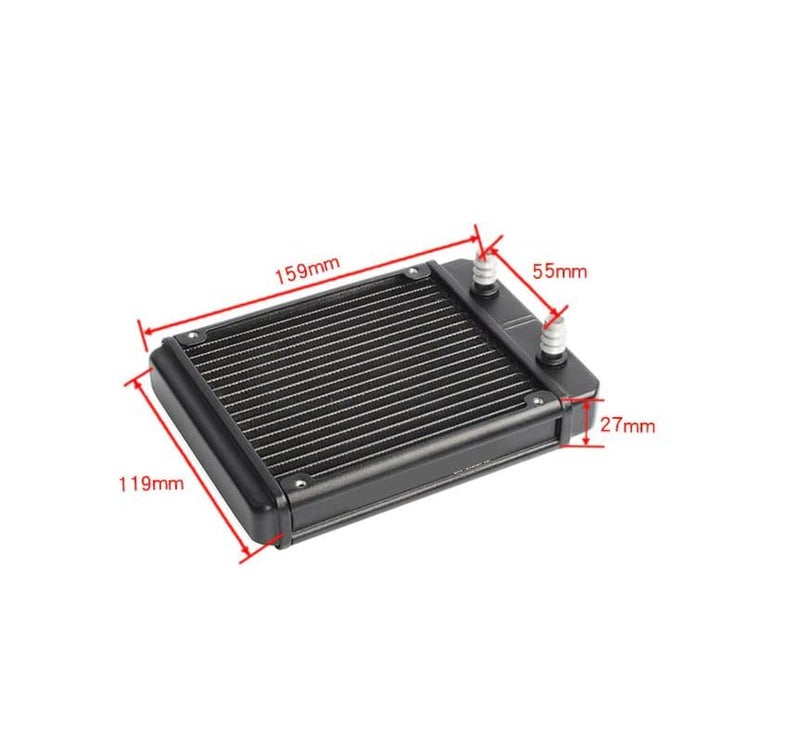 CentIoT - 120mm Radiator Water Cooler Tubes Heat Exchanger Aluminum Water Cooling CPU Heat Sink - For Gaming Computer and Peltier (120mm, Barbed Nozzle) - Image 5