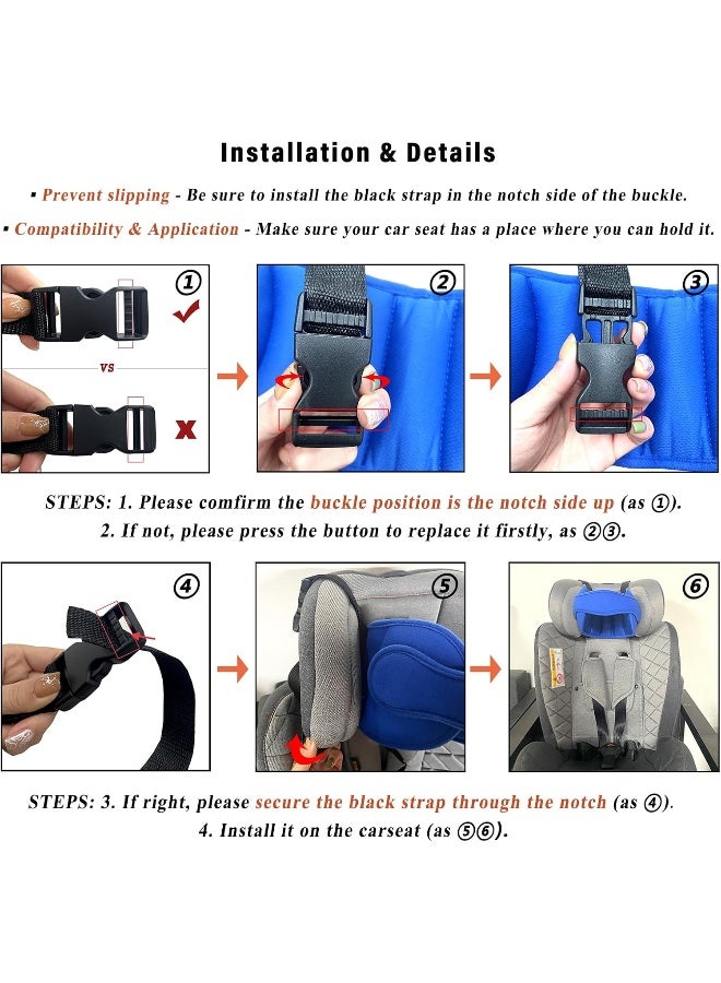 Letton Adjustable Toddler Car Seat Head Support Band, Carseat Straps Cover, Safety Car Seat Neck Relief, Infants and Baby Head Support,Blue - Image 4