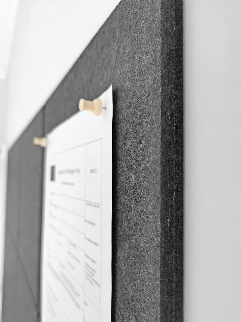 DECORITA Office Cork Board Alternative | Gray Felt Tiles (12-Pack) | Felt Bulletin Board for Home | Wall Organizer for Office | Large Cork Boards | Pin Board Display | Dart Board Wall Protectors | Gray Black - Image 4