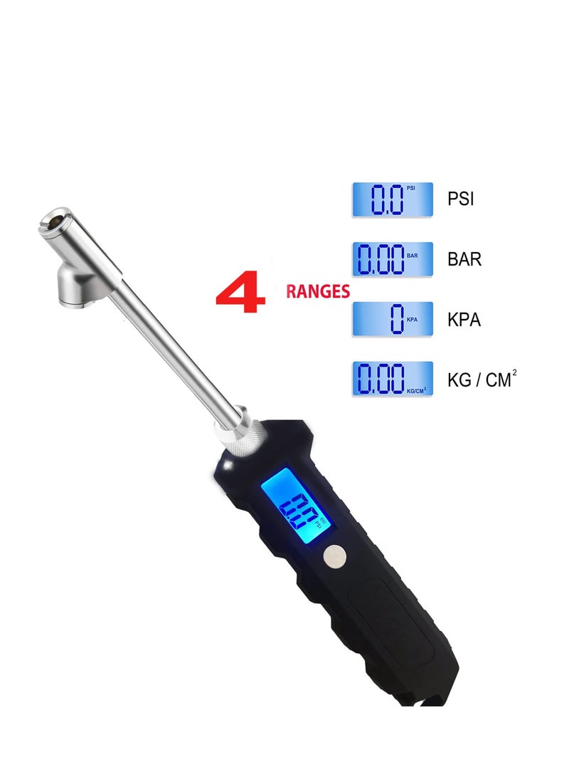 Loquat Digital Dual Head Tire Gauge, 230 PSI Heavy Duty Dual Head Stainless Steel, Get Accurate Tire Pressure Readings, Suitable for Car Truck with Backlit LCD and Flashlight Car Accessories - Image 4