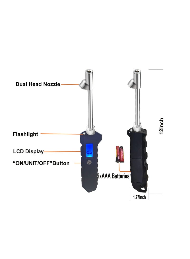 Loquat Digital Dual Head Tire Gauge, 230 PSI Heavy Duty Dual Head Stainless Steel, Get Accurate Tire Pressure Readings, Suitable for Car Truck with Backlit LCD and Flashlight Car Accessories - Image 2
