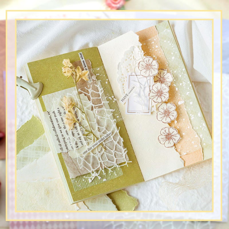 Anvin 30 Pcs Textured Paper - 5x7 Inch Craft, Fabric Mesh, Mulberry Special Handmade Paper Bulk for Scrapbooking, Junk Journaling, Art Journaling, Card Making, DIY (Blue, Beige) - Image 5