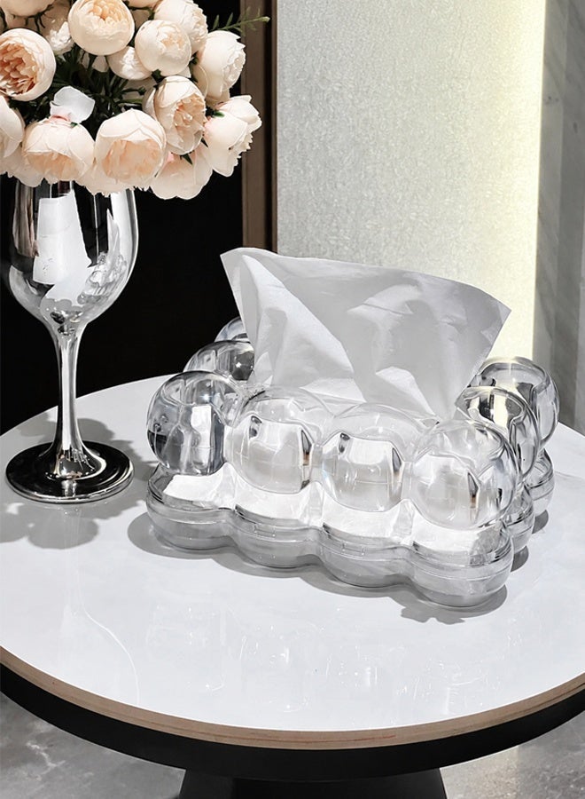 Cloud Tissue Box Holder Clear Transparent Plastic Napkin Dispenser PP Cover with Spring Auto-Lift Dustproof for Bathroom Living Room Bedroom Kitchen Table Decor - Image 1
