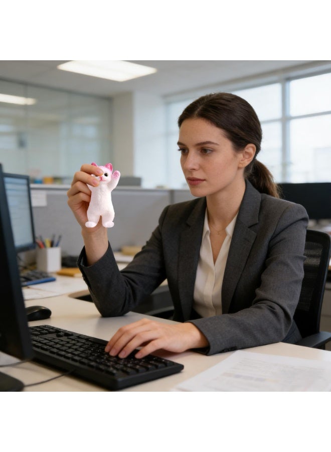 Cat Shaped Squeeze Fidget Toy for Pressure Relief - White/Pink - Image 2
