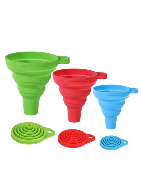 Kitchen Funnel Set, Foldable Silicone Collapsible Funnels Wide Mouth for Filling Bottles Canning, Perfume, Oil Powder Food Grade Mini Bottle Funnel