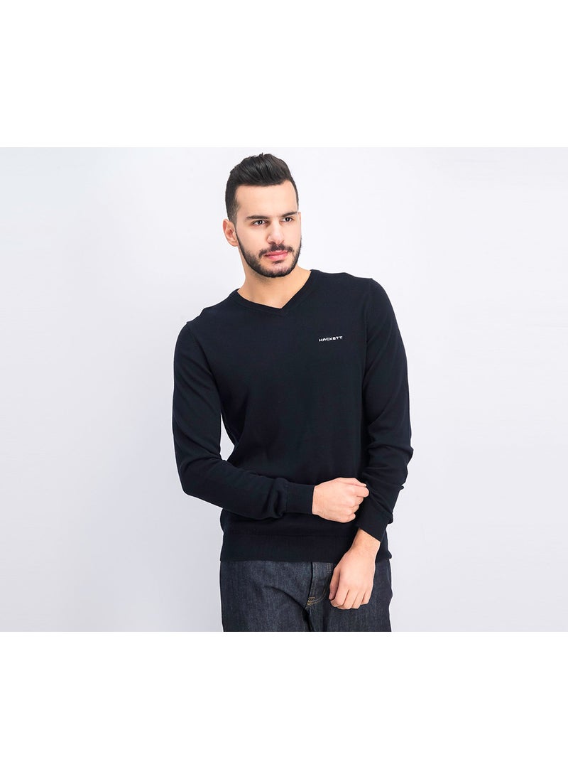 Hackett Men V-neck Sweater, Black  - Image 1