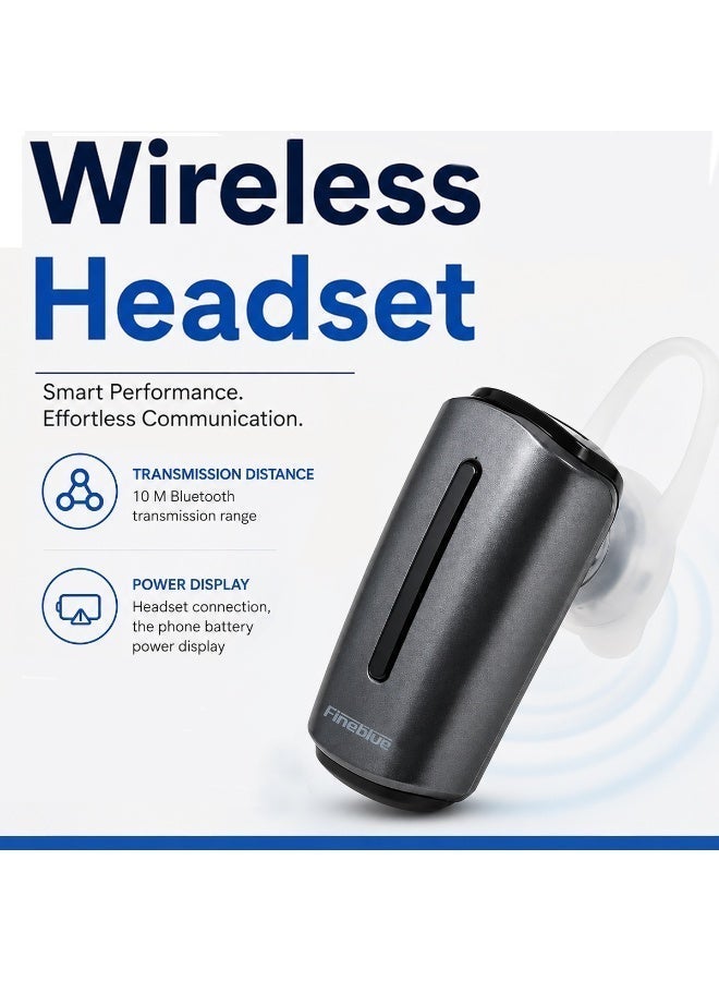 FineBlue J132 Pro Bluetooth V5.4 Wireless Headset, Single Ear Bluetooth Earpiece with HD Microphone, Hands Free Calling, Multipoint Connection, 10M Wireless Range, Lightweight Ear Hook, USB Rechargeable, Compatible with Android & iPhone ERPC-J132. - Image 5