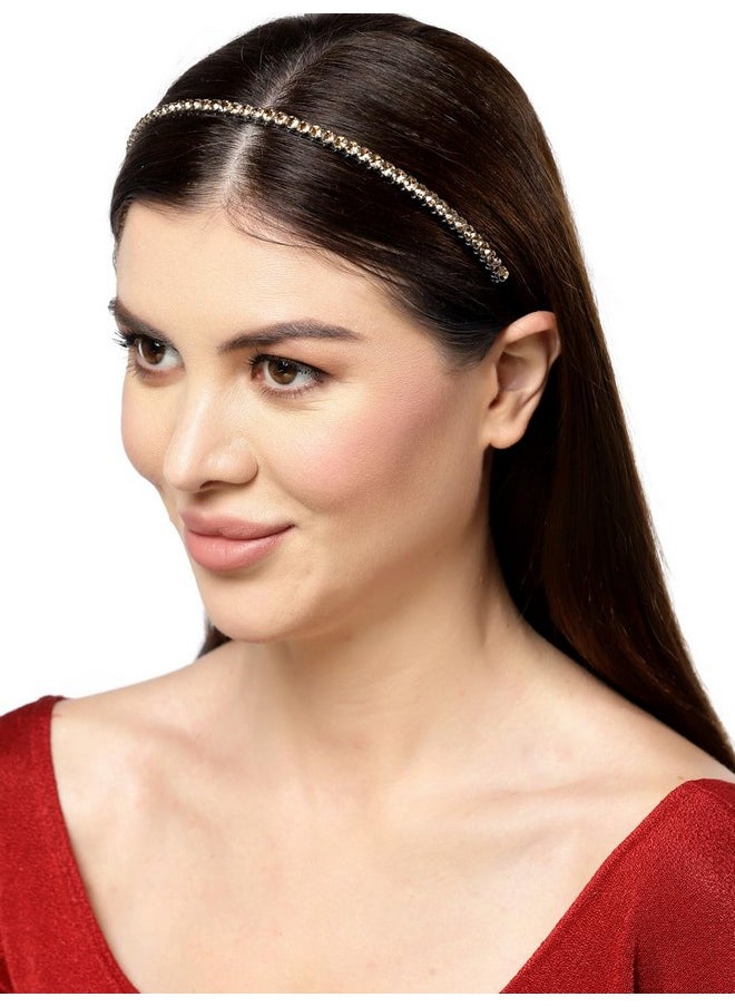 Vogue Hair Accessories Gold Metal Fancy Party Wedding Bridal Sleek Hairband Headband For Girls And Women  - Image 2
