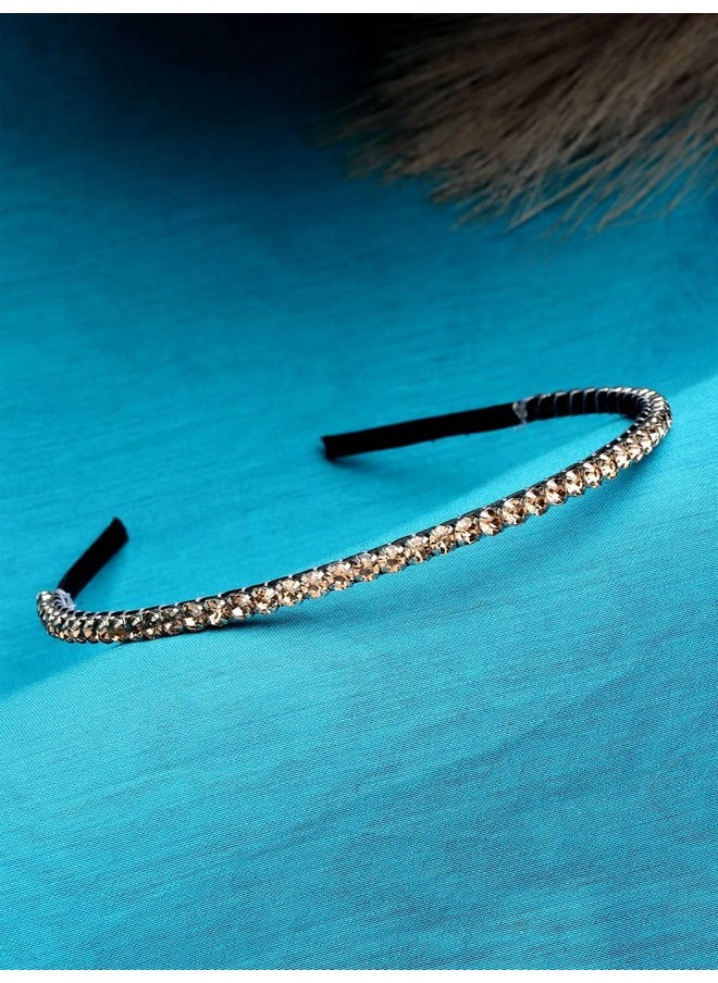 Vogue Hair Accessories Gold Metal Fancy Party Wedding Bridal Sleek Hairband Headband For Girls And Women  - Image 1