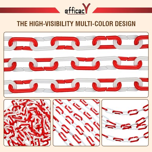 Efficacy PVC Traffic Safety Chain (10 Meter, Red & White) | Plastic Barrier Chain for Parking, Crowd Control & Restricted Areas (1 Pc) - Image 2