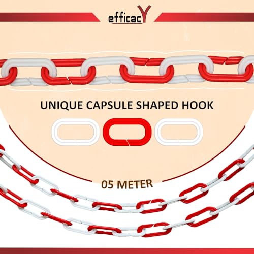 Efficacy PVC Traffic Safety Chain (10 Meter, Red & White) | Plastic Barrier Chain for Parking, Crowd Control & Restricted Areas (1 Pc) - Image 4