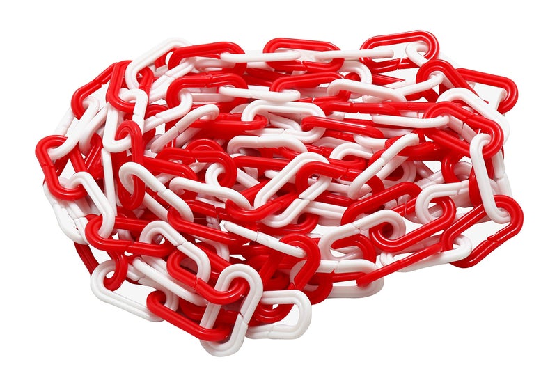 Efficacy PVC Traffic Safety Chain (10 Meter, Red & White) | Plastic Barrier Chain for Parking, Crowd Control & Restricted Areas (1 Pc) - Image 1