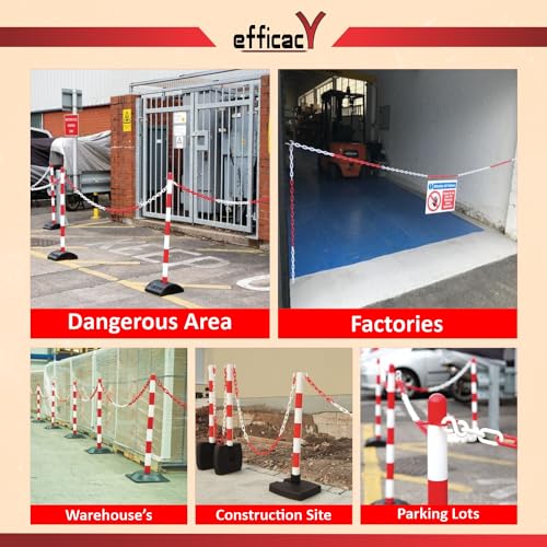 Efficacy PVC Traffic Safety Chain (10 Meter, Red & White) | Plastic Barrier Chain for Parking, Crowd Control & Restricted Areas (1 Pc) - Image 5