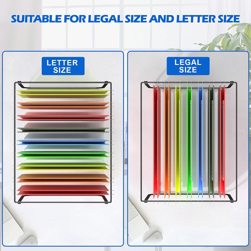 Fun storage 1 Pack Legal and Letter Size Hanging File Folder Frame Desk Organizer Destop Hanging File Frame, Hanging Folder Holder Metal Rack for Filing Cabinet File Drawer, 15.3" L12.4 W9.4 H - Image 5