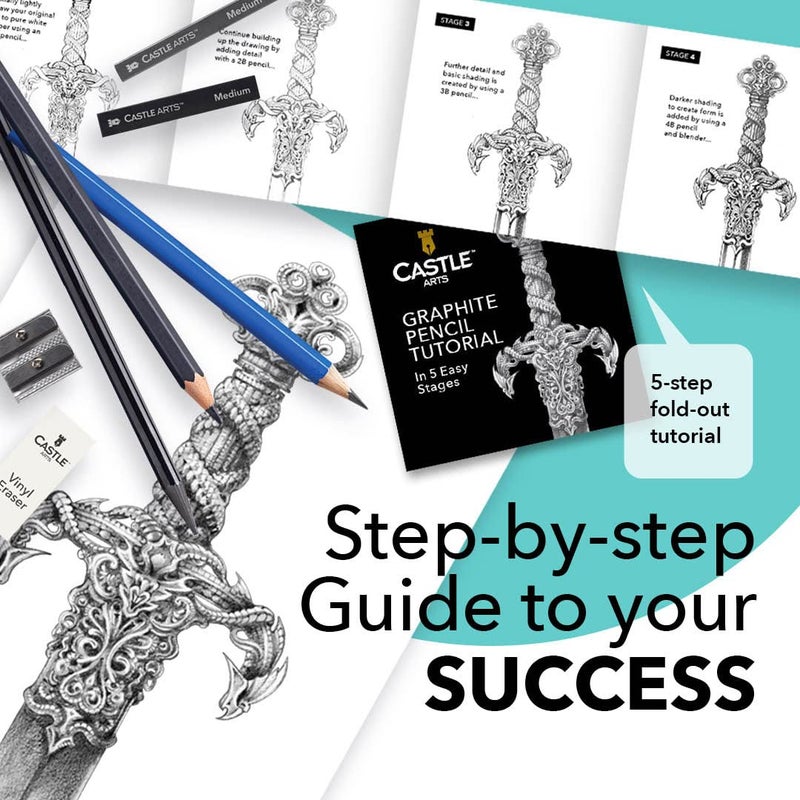 Castle Art Supplies 26 Piece Drawing and Sketching Art Set: Perfect for Beginners, Kids or Any Aspiring Artist - Includes Graphite Pencils and Sticks, Charcoal Pencils, Erasers and Sharpeners, Adult - Image 5