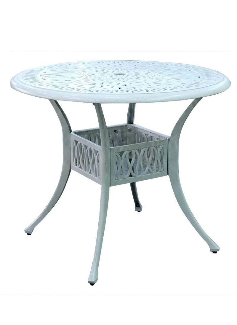 Oasis Casual Cast Aluminium Round White Table with Green Cushion DS504  - Image 3