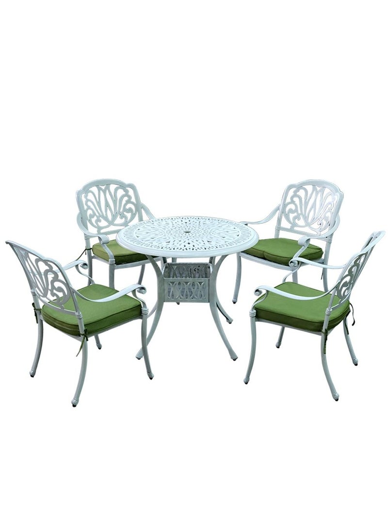 Oasis Casual Cast Aluminium Round White Table with Green Cushion DS504  - Image 1