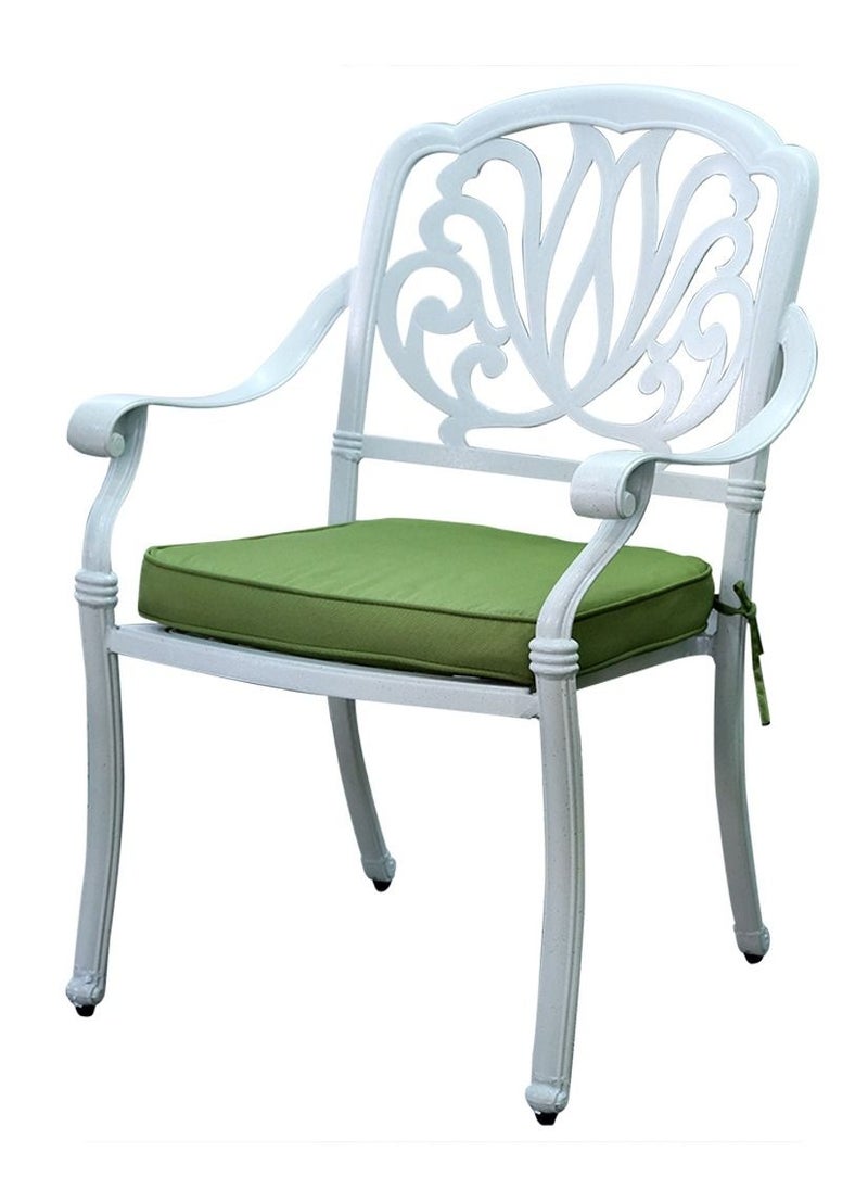 Oasis Casual Cast Aluminium Round White Table with Green Cushion DS504  - Image 2