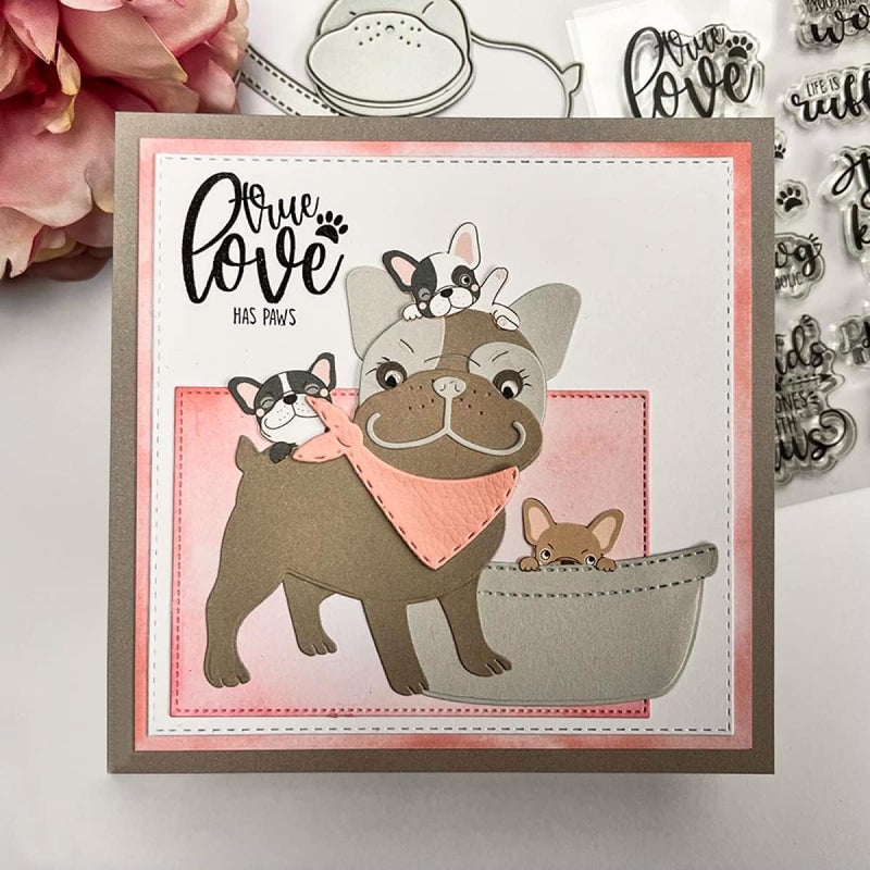 CYFUN DESIGN Dogs Paws Stamp for Card Making Love,Life is Well,Stay Pawsitive,Dogs Kiss Words Phrase Transparent Silicone Seal Stamping Stamp for Paper Crafting Handmade Crafts Scrapbooking Supplies Album Decor - Image 2