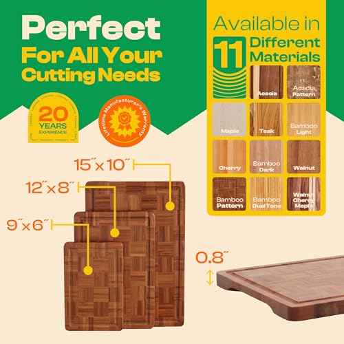 Riveira Bamboo End Grain Wood Cutting Board – Versatile And Durable: Set Of 3 Pcs Wooden Cutting Boards – Natural Wooden Cutting Boards For Kitchen Set – Complete Bamboo End Grain Cutting Board - Image 2