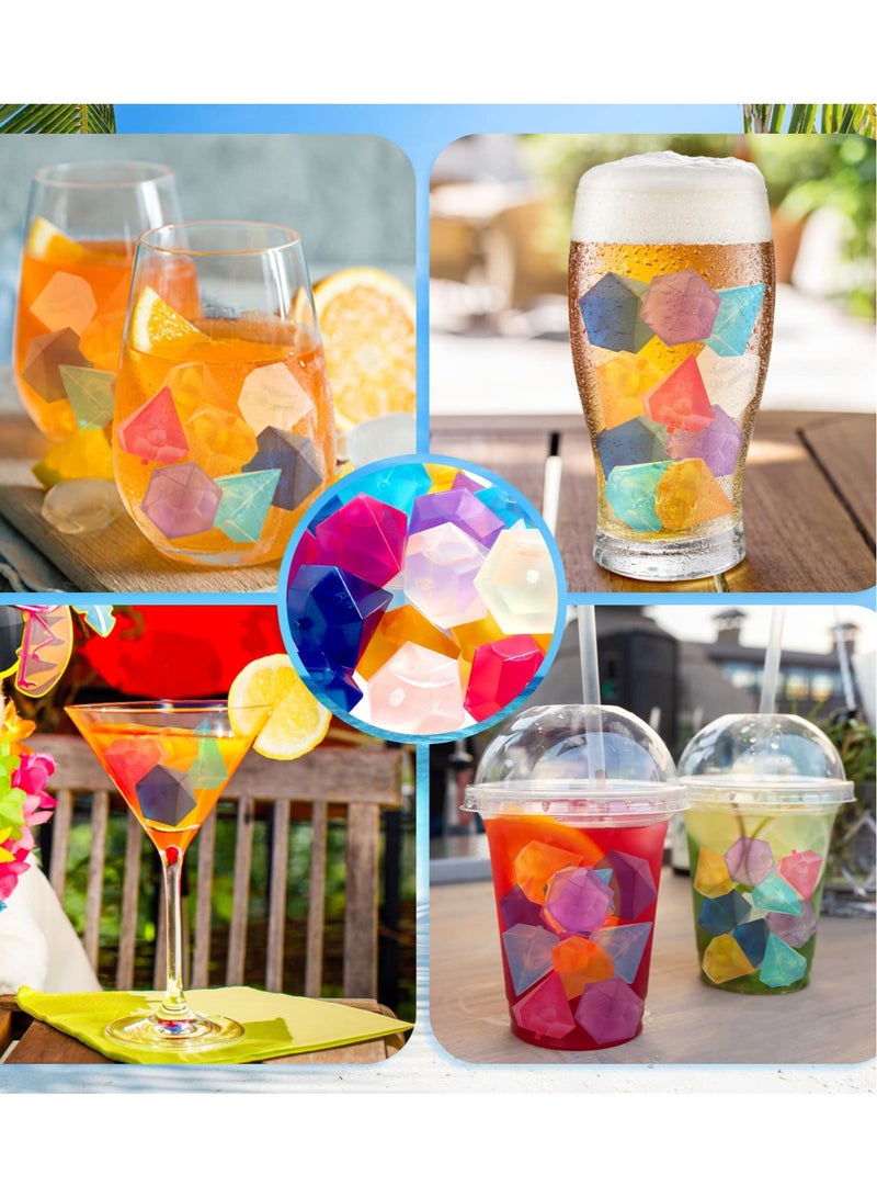 Excefore إكسيفور 48 عبوة مكعبات الثلج القابلة لإعادة الاستخدام، شكل الماسة مكعبات الثلج المجمدة القابلة لإعادة الاستخدام، مربعات بلاستيكية للمشروبات مثل الويسكي، النبيذ أو البيرة، للحفاظ على مشروبك بارداً لفترة أطول (عدة ألوان) - Image 3