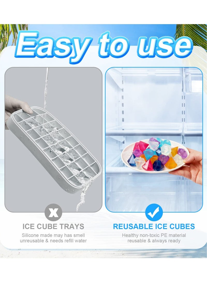 Excefore إكسيفور 48 عبوة مكعبات الثلج القابلة لإعادة الاستخدام، شكل الماسة مكعبات الثلج المجمدة القابلة لإعادة الاستخدام، مربعات بلاستيكية للمشروبات مثل الويسكي، النبيذ أو البيرة، للحفاظ على مشروبك بارداً لفترة أطول (عدة ألوان) - Image 5