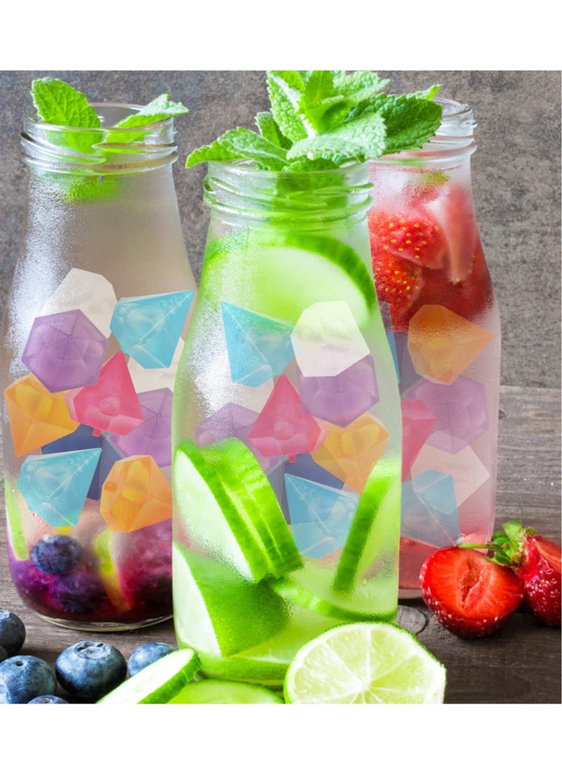 Excefore إكسيفور 48 عبوة مكعبات الثلج القابلة لإعادة الاستخدام، شكل الماسة مكعبات الثلج المجمدة القابلة لإعادة الاستخدام، مربعات بلاستيكية للمشروبات مثل الويسكي، النبيذ أو البيرة، للحفاظ على مشروبك بارداً لفترة أطول (عدة ألوان) - Image 2