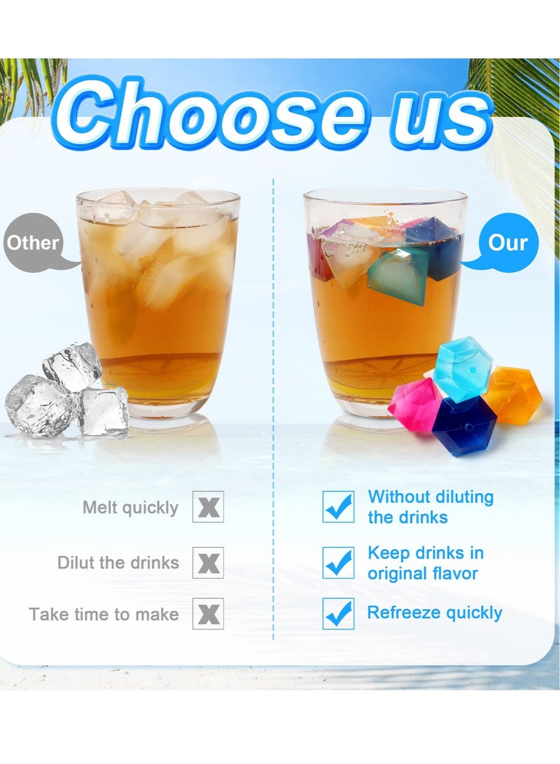 Excefore إكسيفور 48 عبوة مكعبات الثلج القابلة لإعادة الاستخدام، شكل الماسة مكعبات الثلج المجمدة القابلة لإعادة الاستخدام، مربعات بلاستيكية للمشروبات مثل الويسكي، النبيذ أو البيرة، للحفاظ على مشروبك بارداً لفترة أطول (عدة ألوان) - Image 4