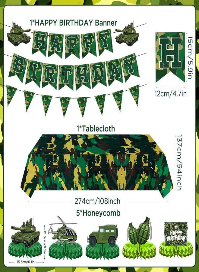 TagreSpike Camo Birthday Party Decorations Camouflage Party Decoration Include Camo Happy Birthday Banner Military Theme Honeycomb Centerpieces Camo Tablecloth for Boys Girls Army Party Supplies - Image 2