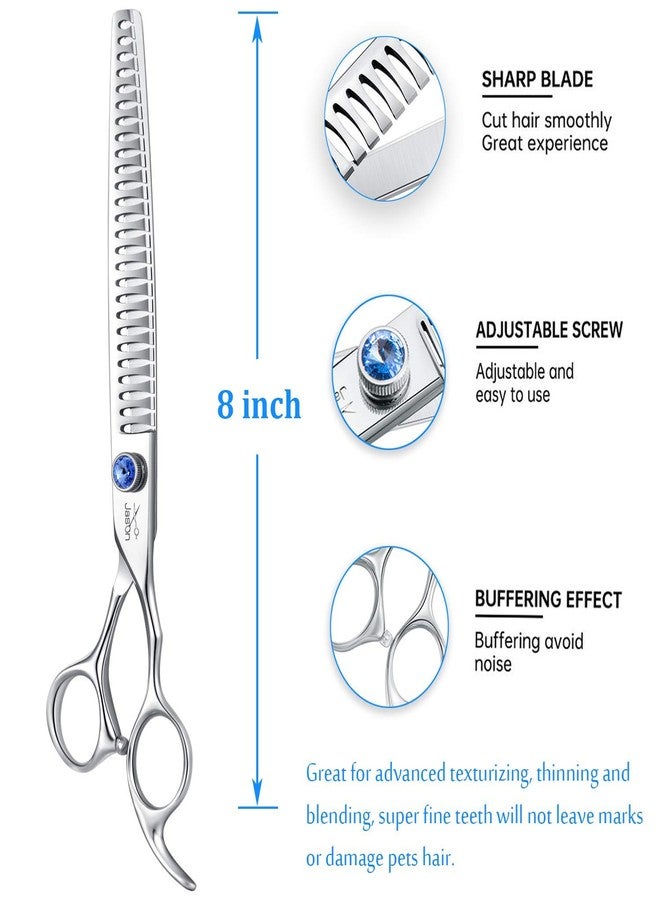JASON 8" 26 Tooth Chunkers Shears for Dogs Ergonomic Cats Grooming Scissors Texturizing Blending Thinning Shear Pets Trimming Kit with Offset Handle Sharp Comfortable Scissor Christmas Gift - Image 3
