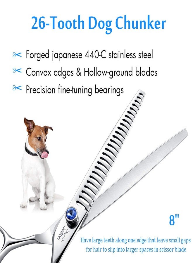 JASON 8" 26 Tooth Chunkers Shears for Dogs Ergonomic Cats Grooming Scissors Texturizing Blending Thinning Shear Pets Trimming Kit with Offset Handle Sharp Comfortable Scissor Christmas Gift - Image 2