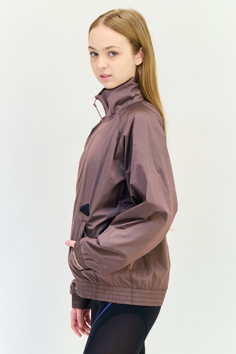 Adidas Women Sportswear Fit Long Sleeve Outdoor Windbreaker Jacket, Grape - Image 2