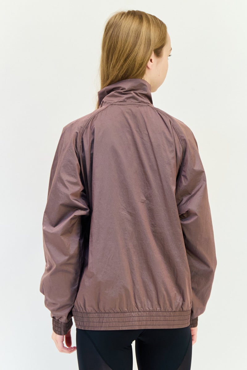 Adidas Women Sportswear Fit Long Sleeve Outdoor Windbreaker Jacket, Grape - Image 3