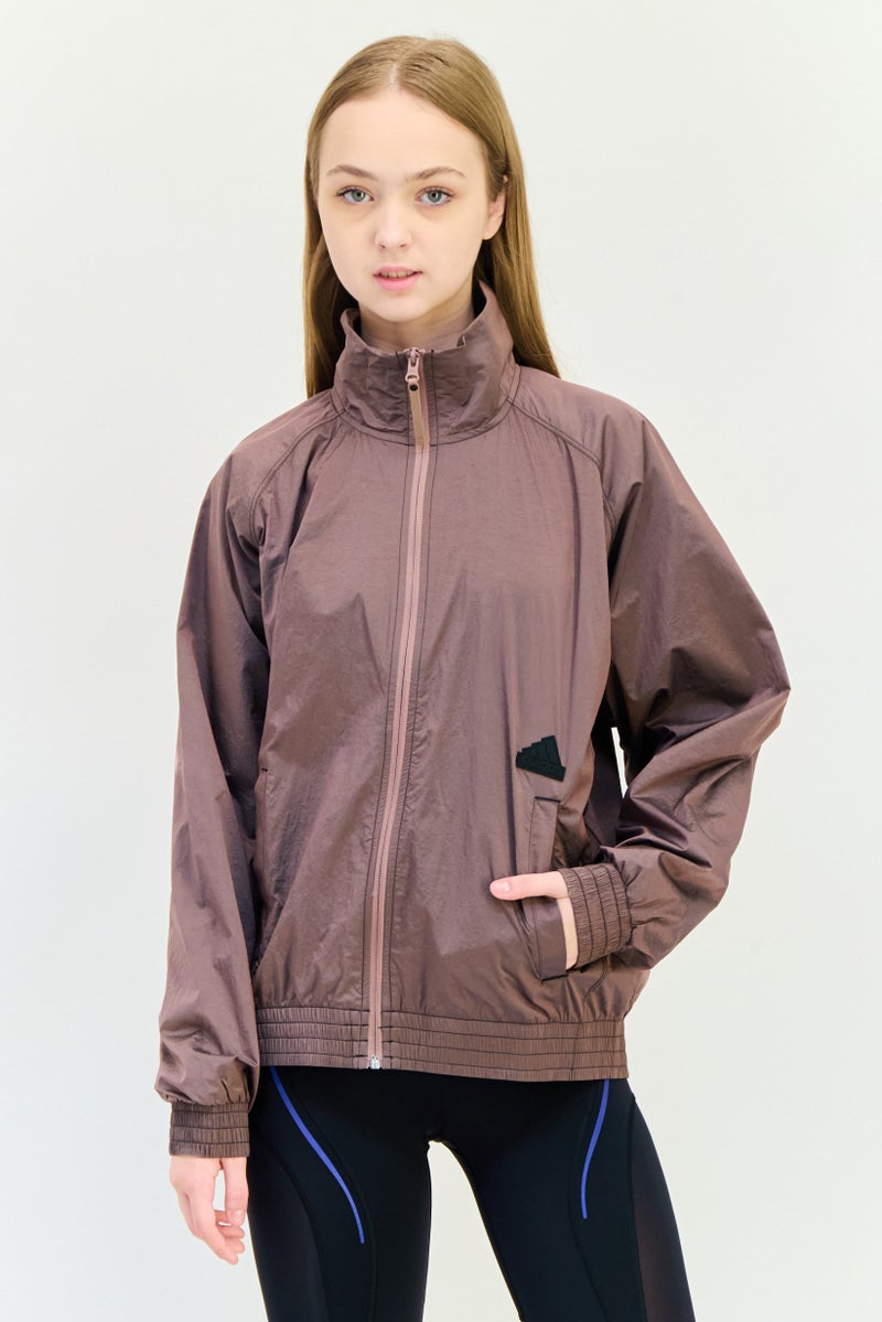 Adidas Women Sportswear Fit Long Sleeve Outdoor Windbreaker Jacket, Grape - Image 1