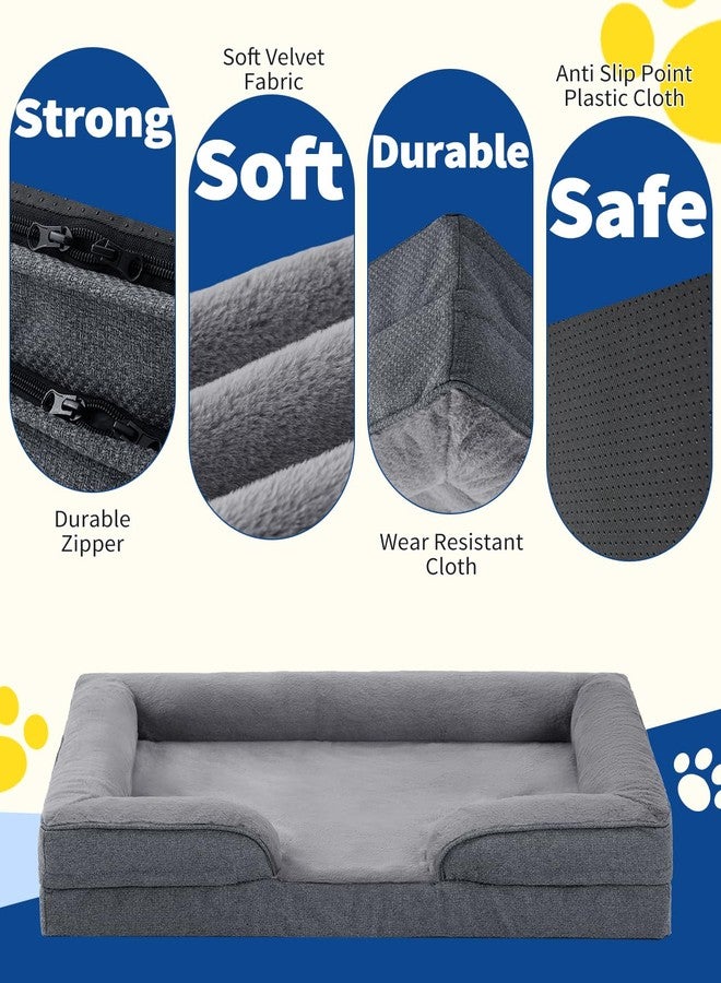 MADE 4 PETS Made4pet Dog Bed Orthopedic, Dog Sofa for Small Dogs Supportive Foam Pet Cushions Bed with Washable Removable Cover, Egg-Crate Foam, Waterproof Lining Bottom, Grey, 30 * 20 * 6.5 Inch - Image 3