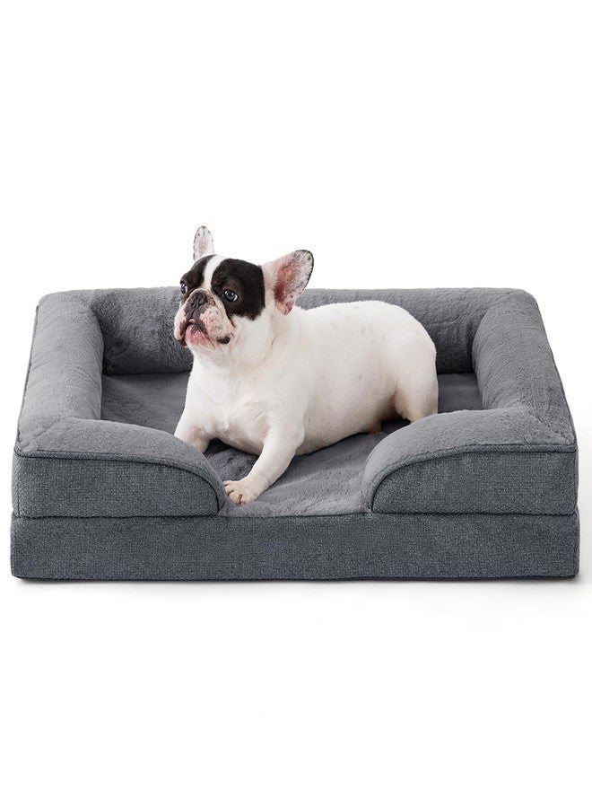 MADE 4 PETS Made4pet Dog Bed Orthopedic, Dog Sofa for Small Dogs Supportive Foam Pet Cushions Bed with Washable Removable Cover, Egg-Crate Foam, Waterproof Lining Bottom, Grey, 30 * 20 * 6.5 Inch - Image 1