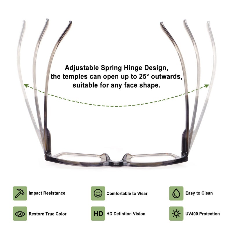 Chofilord 6 Pack Fashion Reading Glasses For Women Men Blue Light Blocking Oversized Square Readers With Spring Hinge (6 Pack Colorful  1.75) - Image 4